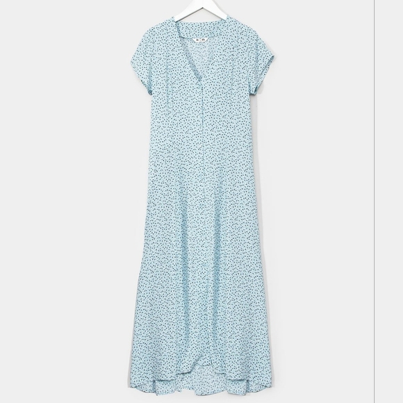 ROLLA'S Light Blue White Tulip Print Button Up Flowy Milla Maxi Dress Size S - Picture 1 of 10